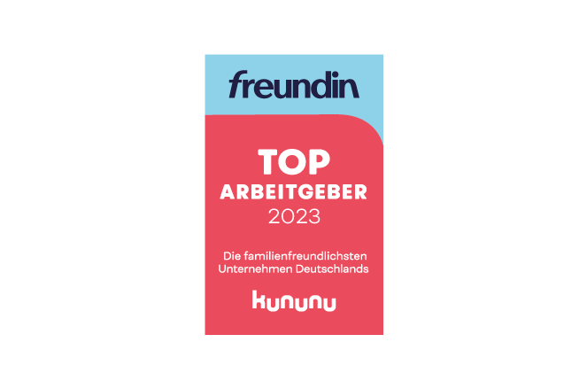 Logo Freundin und Kununu, familienfreundlichstes Unternehmen 2023.